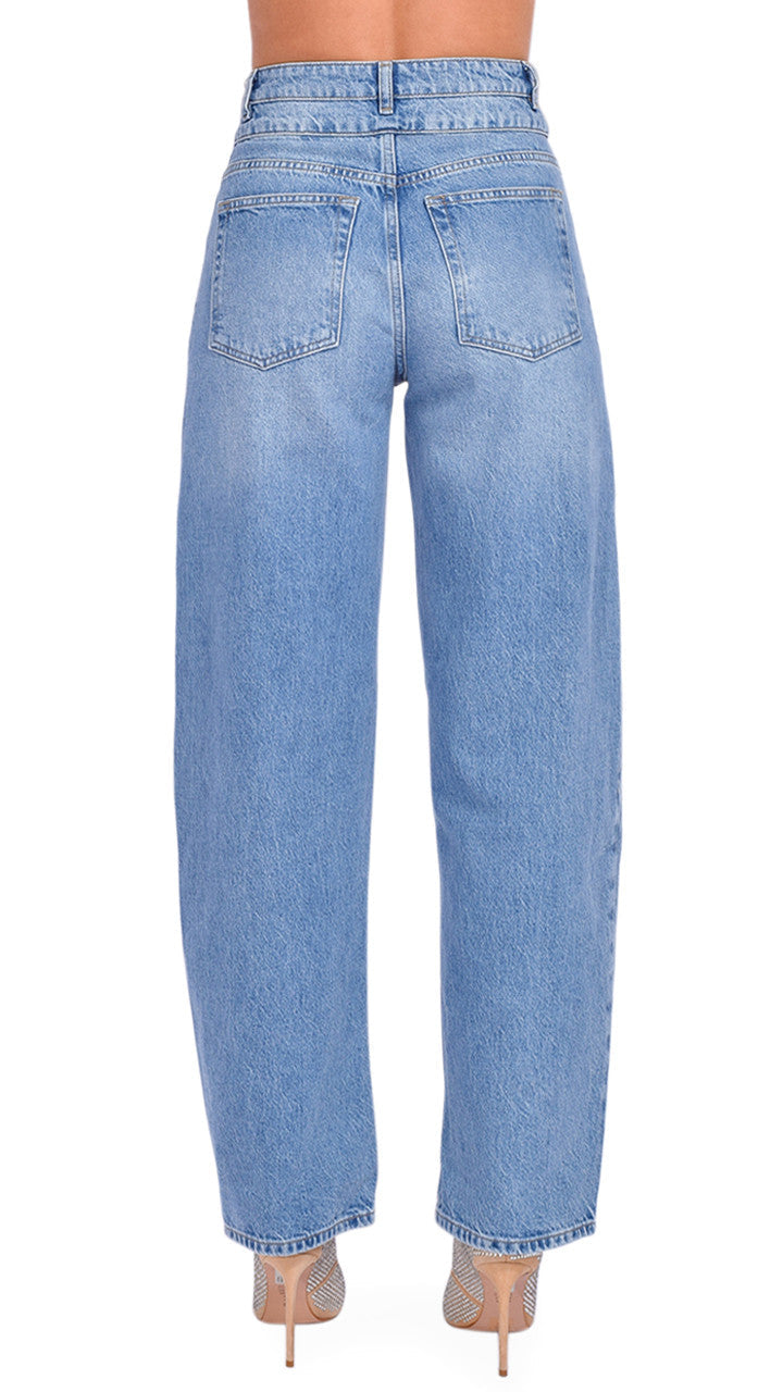 Frame Denim Double High Waist Band Barrel in Weston