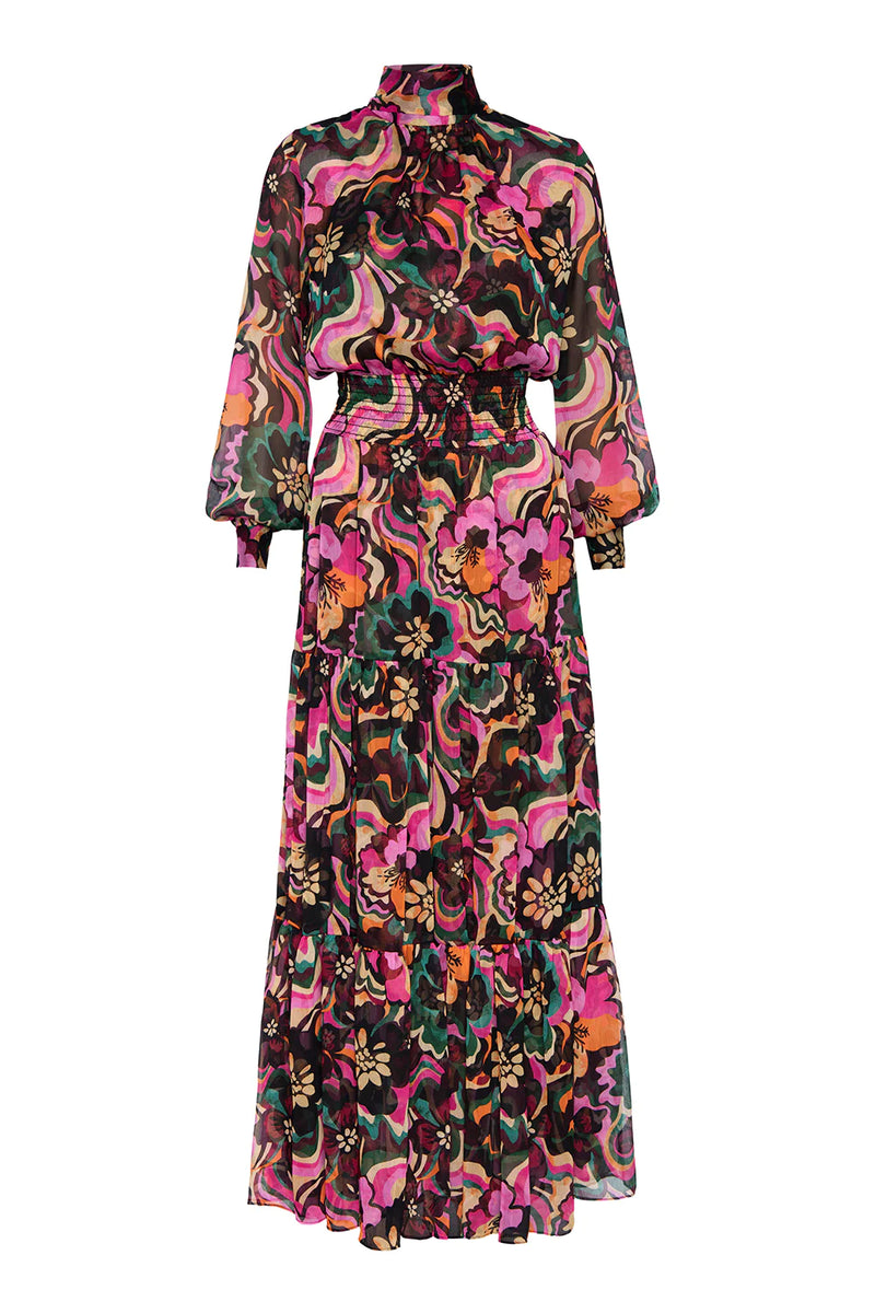 Misa Daphne Long Sleeve Dress in Flora Groove Print