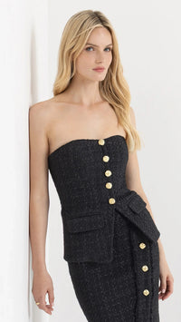Generation Love Quinn Tweed Strapless Vestier in Black