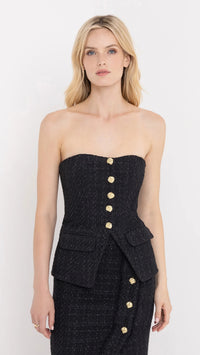 Generation Love Quinn Tweed Strapless Vestier in Black