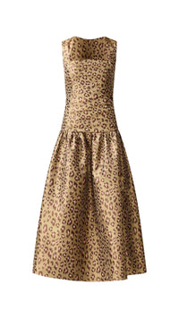 Elliatt Elara Drop Waist Midi Dress in Khaki