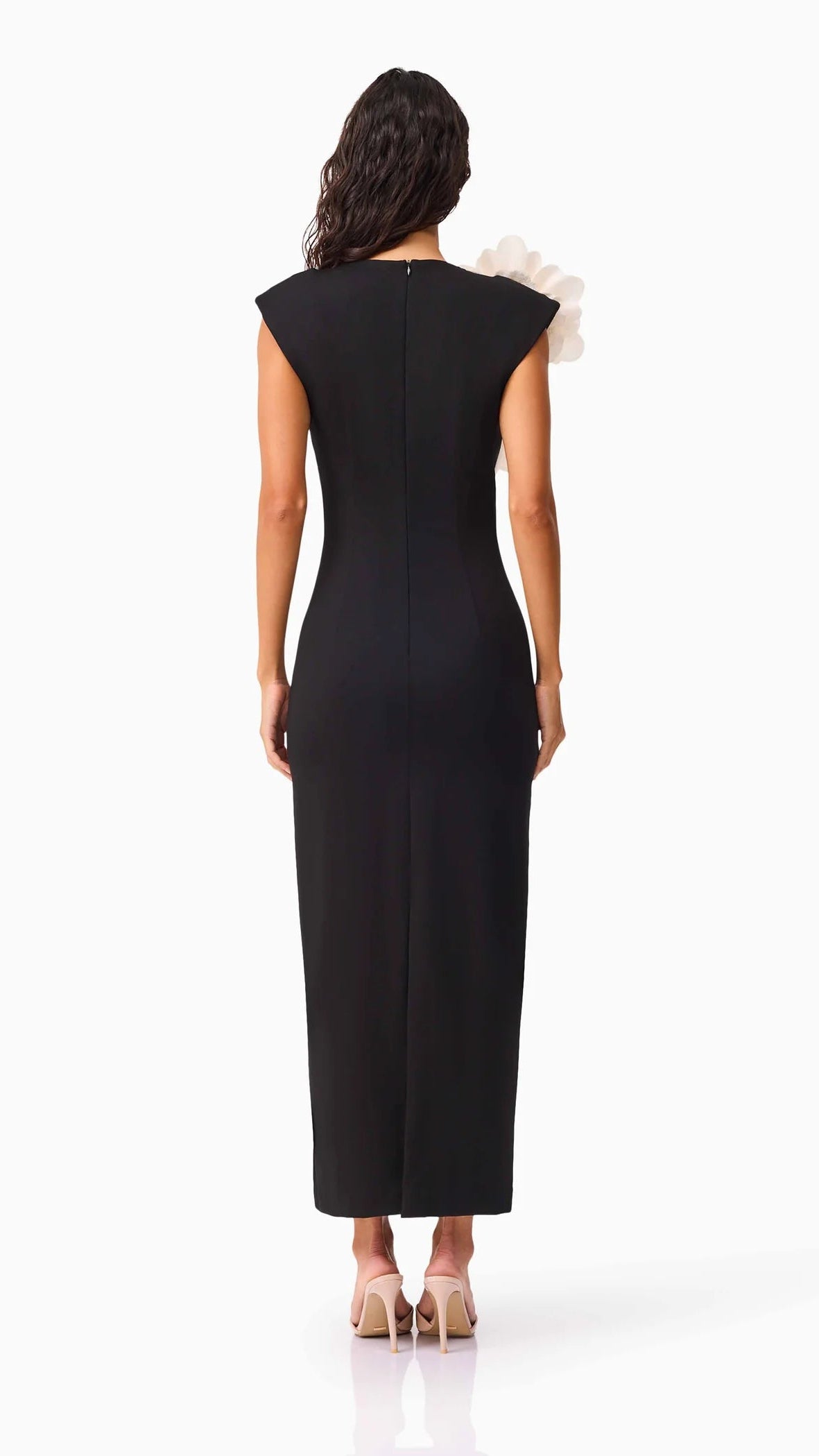 Elliatt Zahara Flower Shoulder Midi Dress in Black