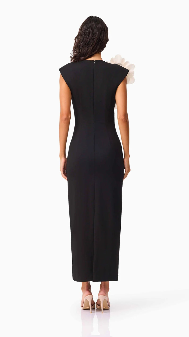 Elliatt Zahara Flower Shoulder Midi Dress in Black