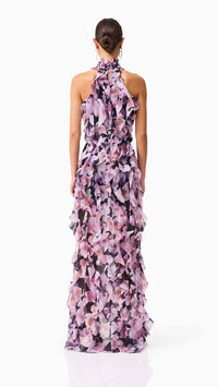 Elliatt Solene Halter Gown in Purple Floral