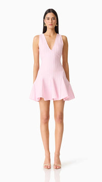 Elliatt Marla V-Neck Knit Mini Dress in Pink