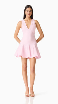 Elliatt Marla V-Neck Knit Mini Dress in Pink