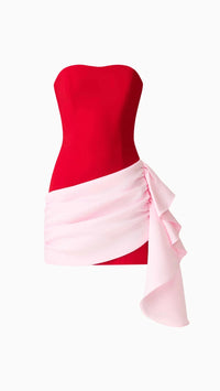 Elliatt June Strapless Mini Dress in Red & Pink