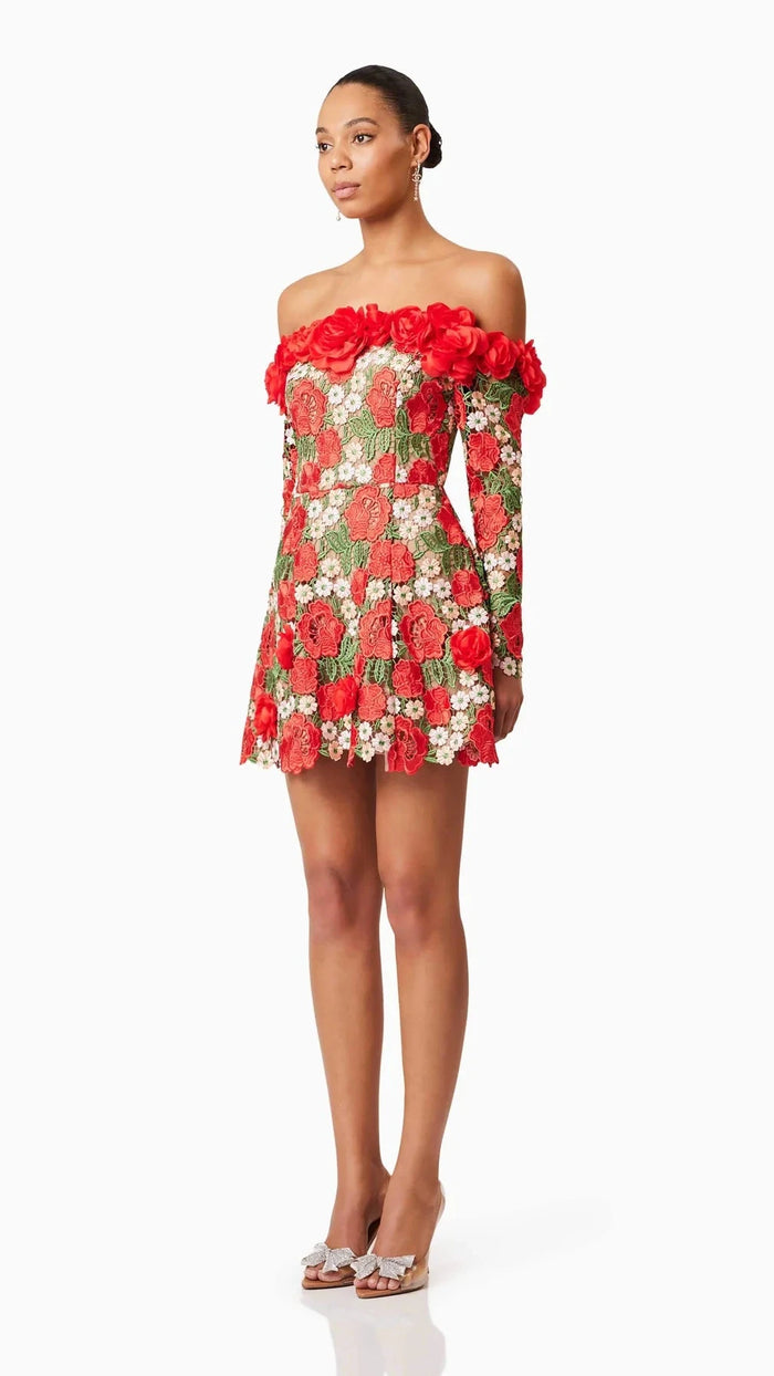 Elliatt Roselyn Long Sleeve Dress in Red