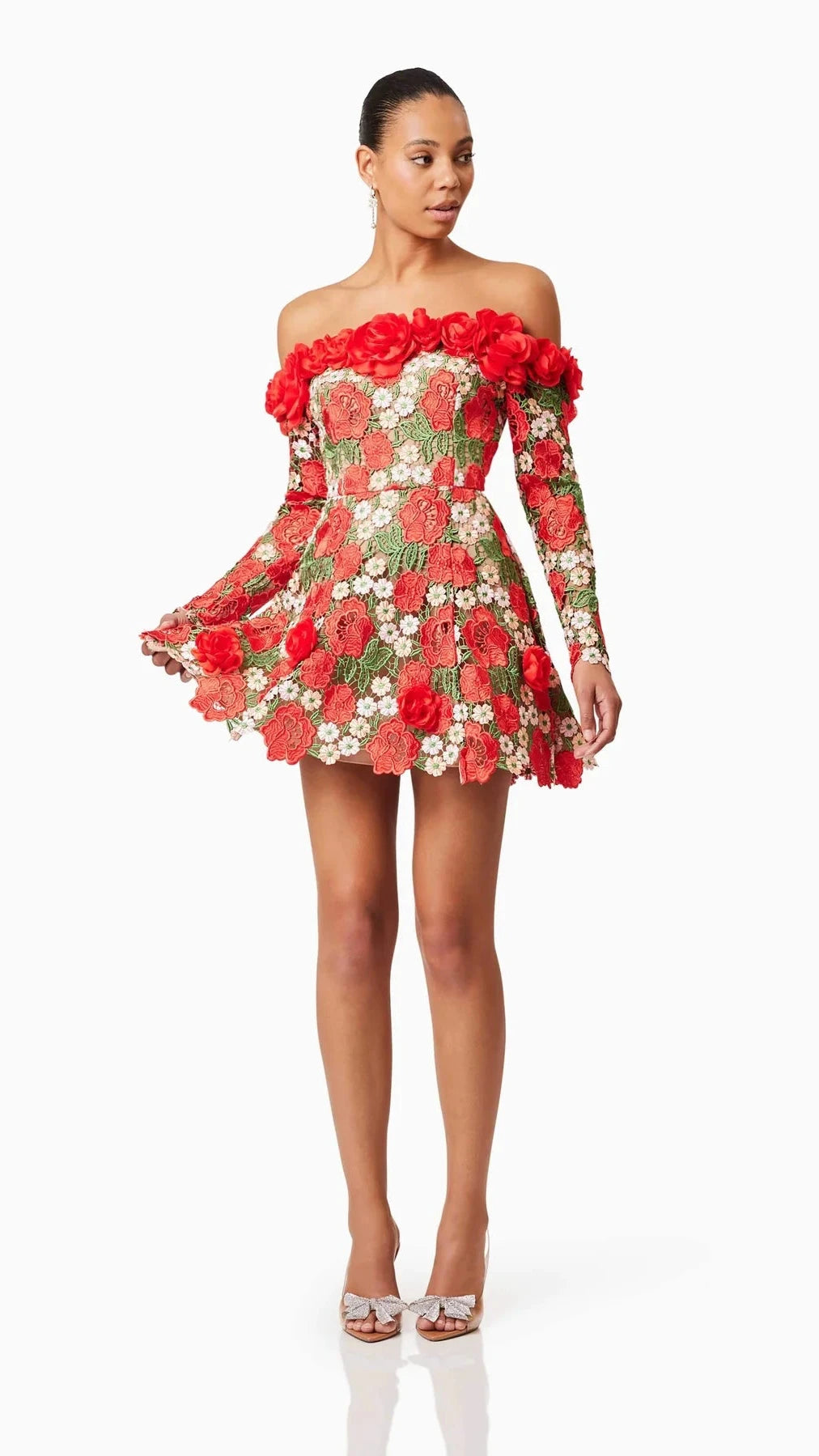 Elliatt Roselyn Long Sleeve Dress in Red
