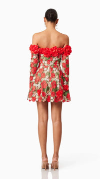 Elliatt Roselyn Long Sleeve Dress in Red