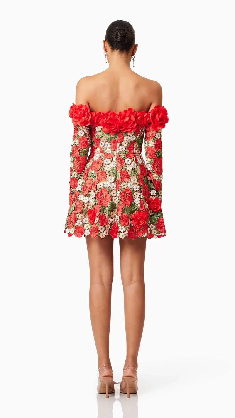 Elliatt Roselyn Long Sleeve Dress in Red