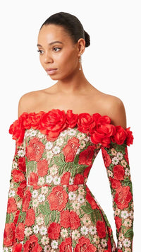 Elliatt Roselyn Long Sleeve Dress in Red