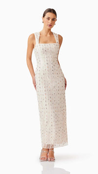 Elliatt Kristina Beaded Dress in Off White