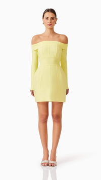 Elliatt Katlyn Off The Shoulder Mini Dress in Yellow