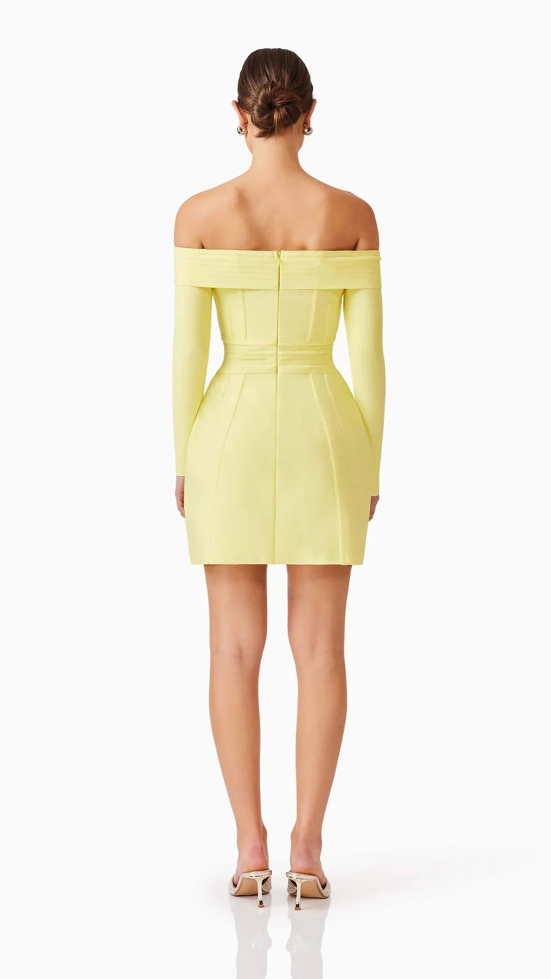 Elliatt Katlyn Off The Shoulder Mini Dress in Yellow