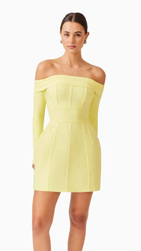 Elliatt Katlyn Off The Shoulder Mini Dress in Yellow