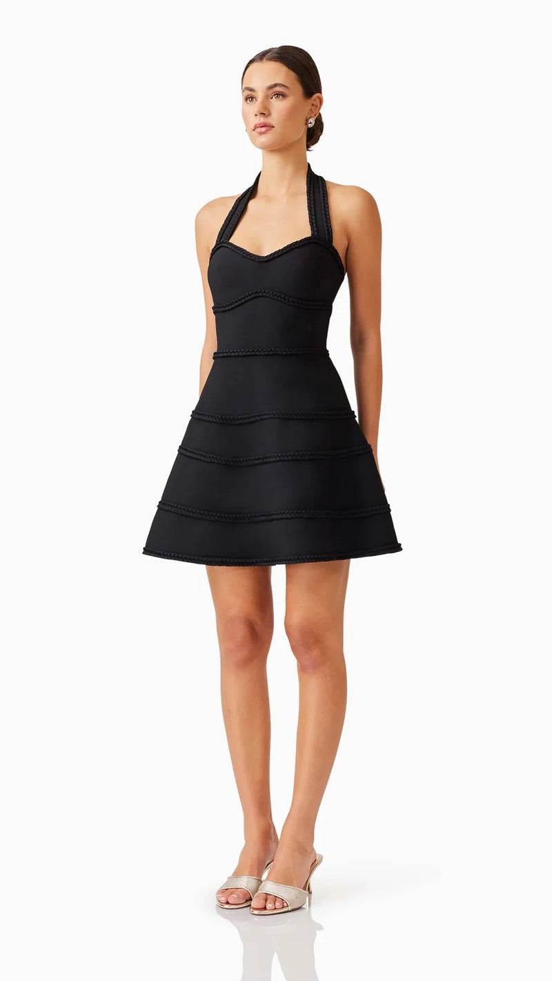 Elliatt Katlyn Halter Mini Dress in Black