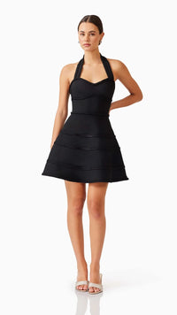 Elliatt Katlyn Halter Mini Dress in Black