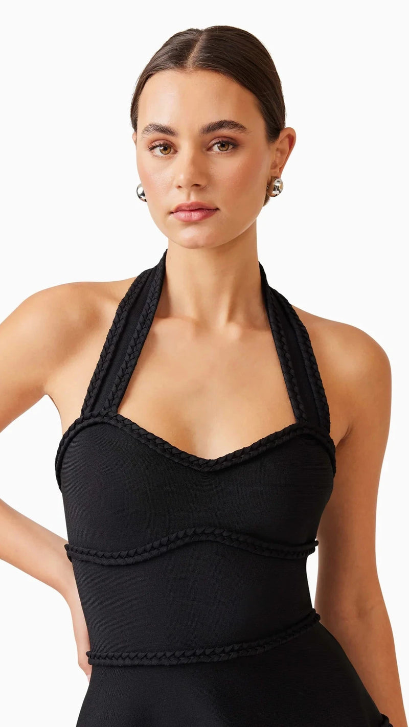 Elliatt Katlyn Halter Mini Dress in Black