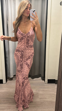 Misa Sariyah Maxi Dress in Rose Bandana