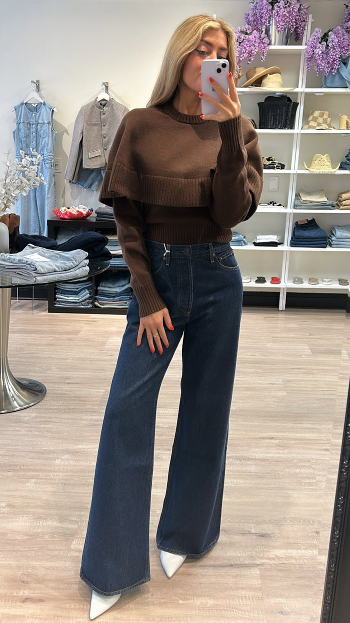 Ronny Kobo Evian Knit Sweater in Brown