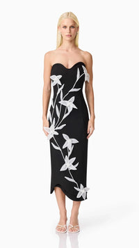 Elliatt Ilaraia Strapless Midi Dress in White/Black