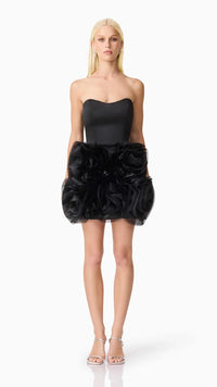 Elliatt Asher Strapless Flower Mini Dress in Black