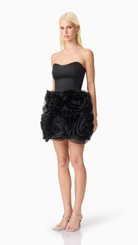 Elliatt Asher Strapless Flower Mini Dress in Black