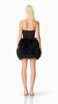 Elliatt Asher Strapless Flower Mini Dress in Black