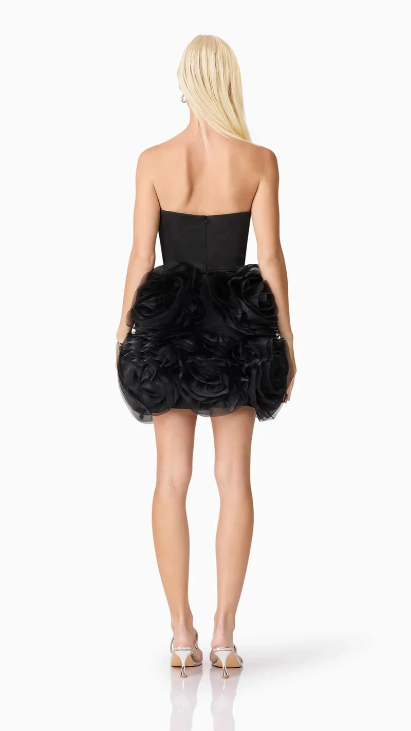 Elliatt Asher Strapless Flower Mini Dress in Black