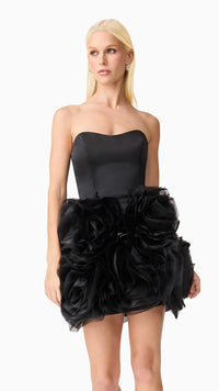 Elliatt Asher Strapless Flower Mini Dress in Black