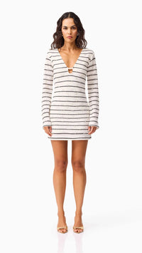 Elliatt Eldora Long Sleeve Knit Mini Dress in Black/White