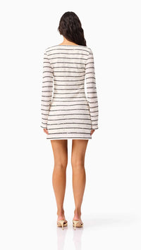Elliatt Eldora Long Sleeve Knit Mini Dress in Black/White