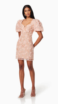 Elliatt Arles Puff Sleeve Mini Dress in Pink