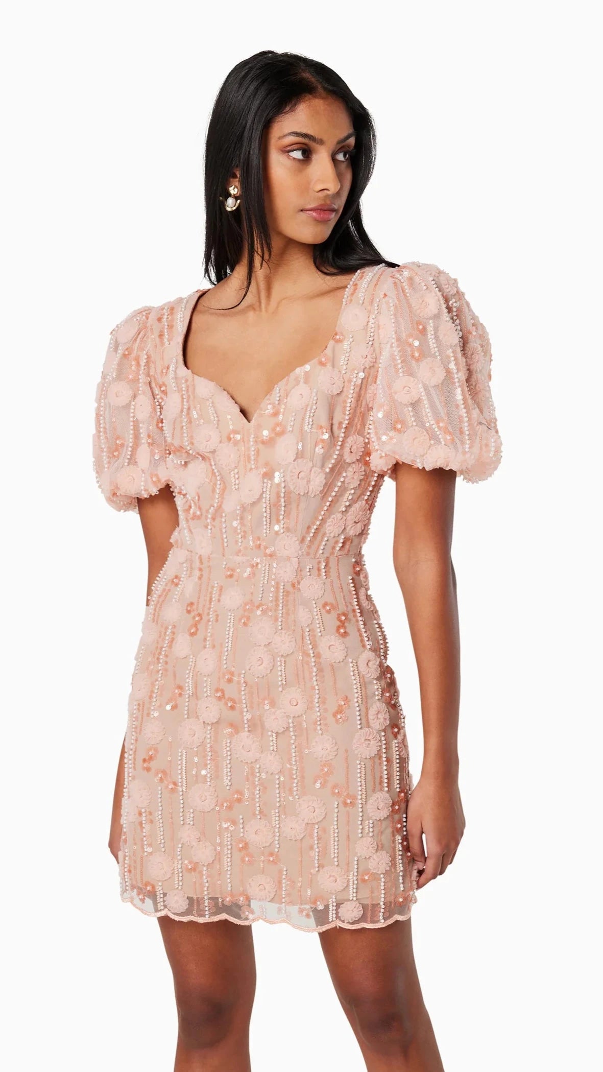 Elliatt Arles Puff Sleeve Mini Dress in Pink