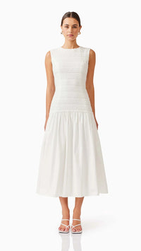 Elliatt Fifi Drop Waist Midi Dress in Ivory