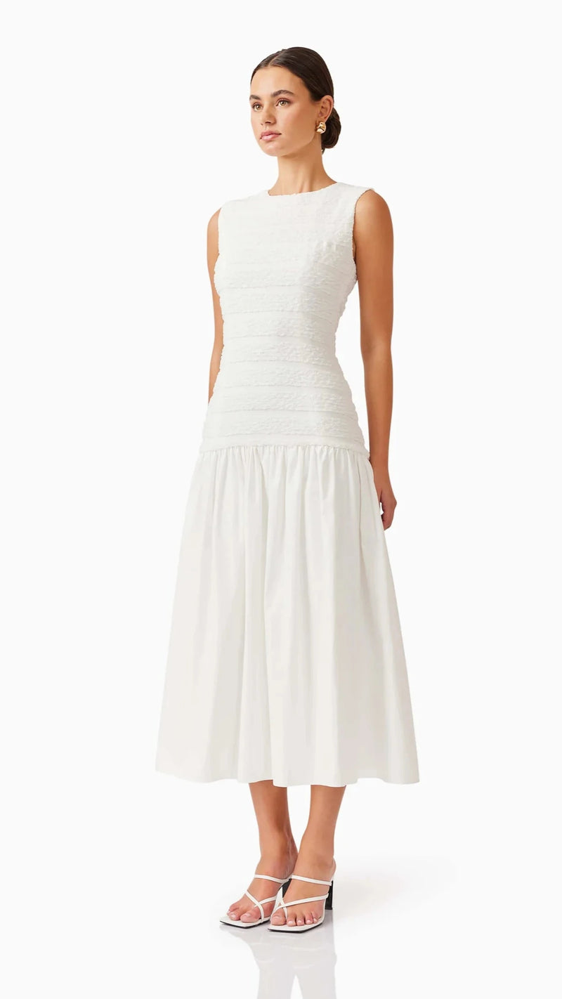 Elliatt Fifi Drop Waist Midi Dress in Ivory