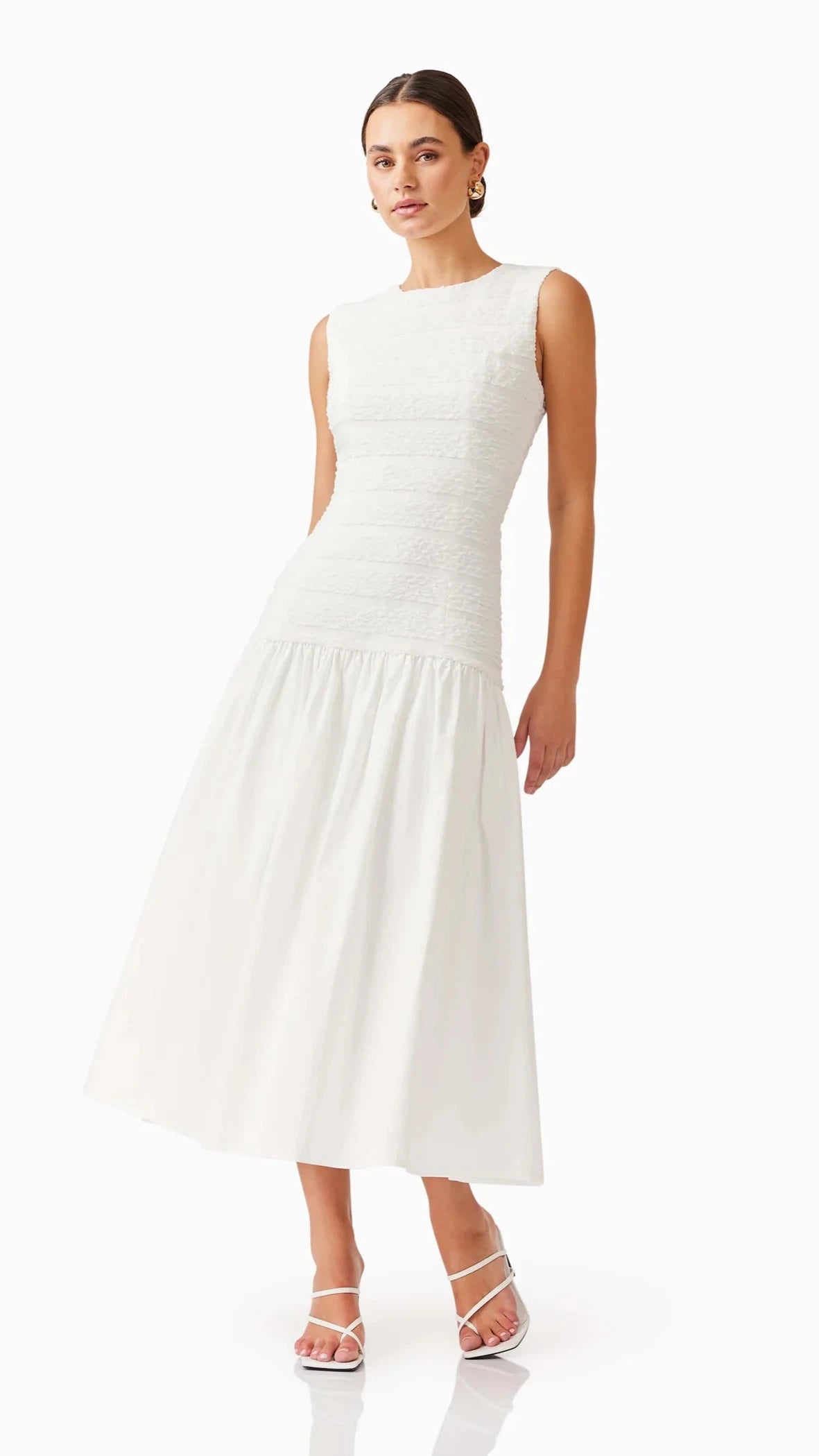 Elliatt Fifi Drop Waist Midi Dress in Ivory  Suite 201