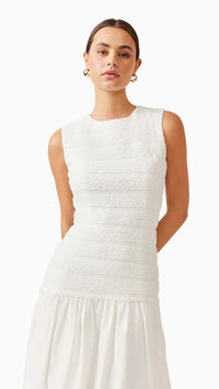 Elliatt Fifi Drop Waist Midi Dress in Ivory