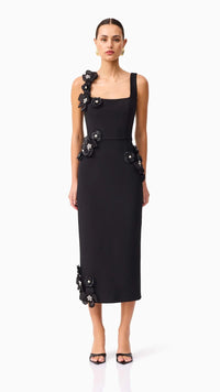 Elliatt Chantelle 3D Midi Dress in Black