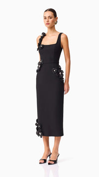 Elliatt Chantelle 3D Midi Dress in Black