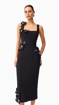 Elliatt Chantelle 3D Midi Dress in Black