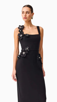 Elliatt Chantelle 3D Midi Dress in Black