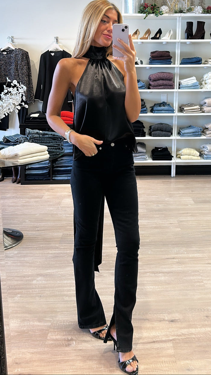 Amanda Uprichard Fontana Halter Top in Black