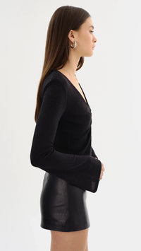 Lamarque Elsie Long Sleeve Lurex Top in Black