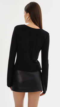 Lamarque Elsie Long Sleeve Lurex Top in Black