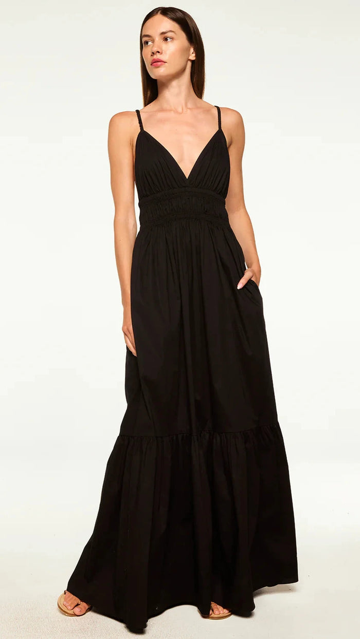 Misa Cintra Ruffle Maxi Dress in Black