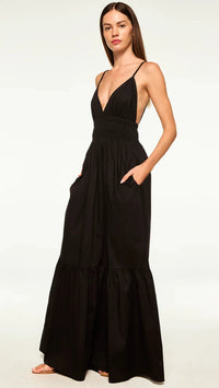 Misa Cintra Ruffle Maxi Dress in Black