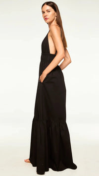 Misa Cintra Ruffle Maxi Dress in Black