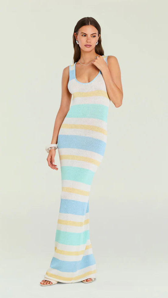 Seroya Jasmine Knit Maxi Dress in Pastel Stripe Suite 201 Seroya Jasmine Knit Maxi Dress in Pastel Stripe Suite 201